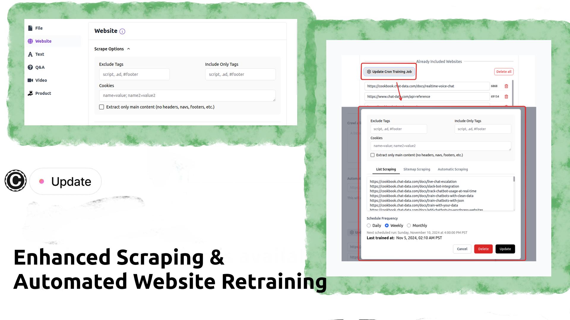 Enhanced Scraping & Automated Website Retraining