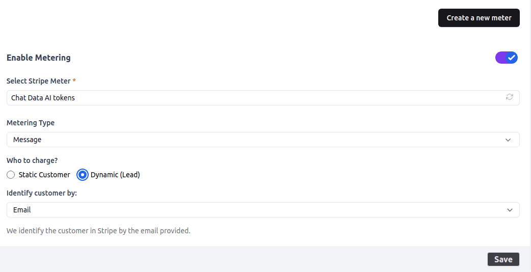 Stripe Metering Settings