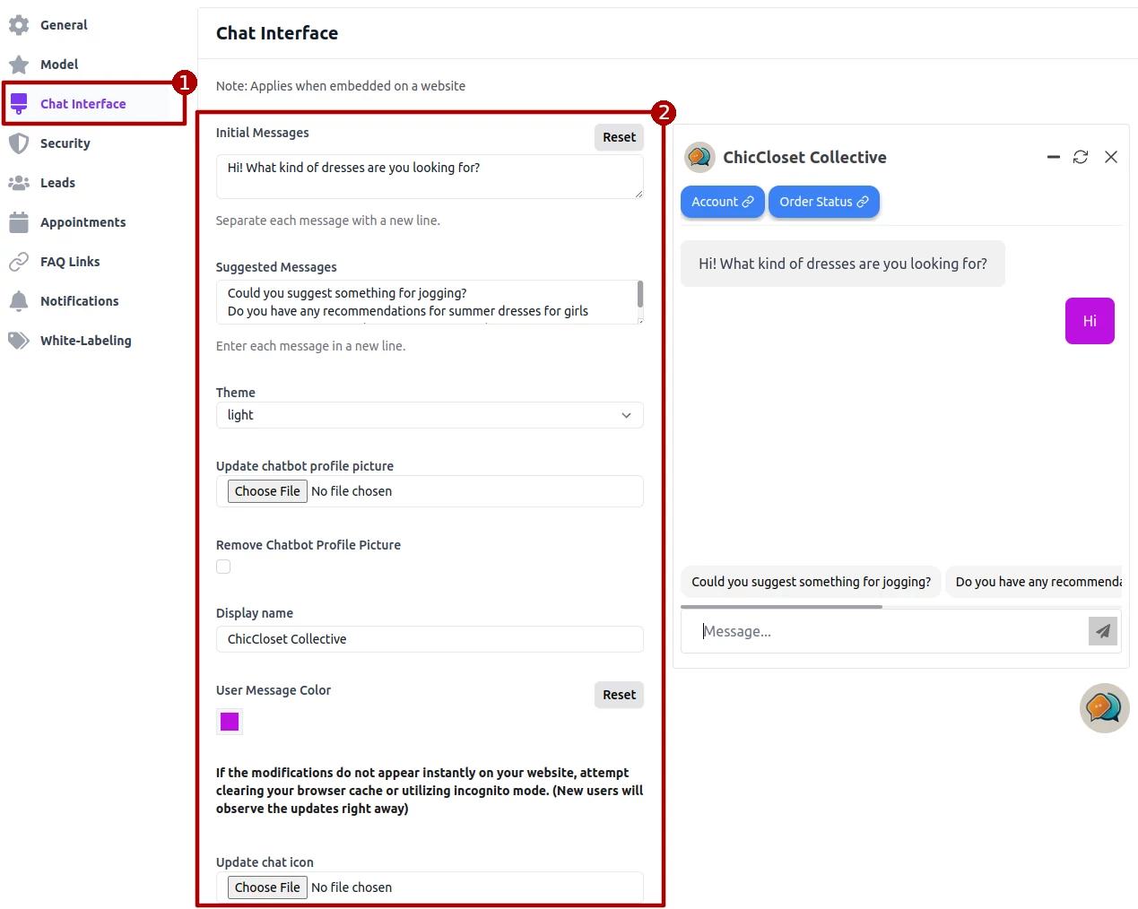 Shopify Store Chat Interface