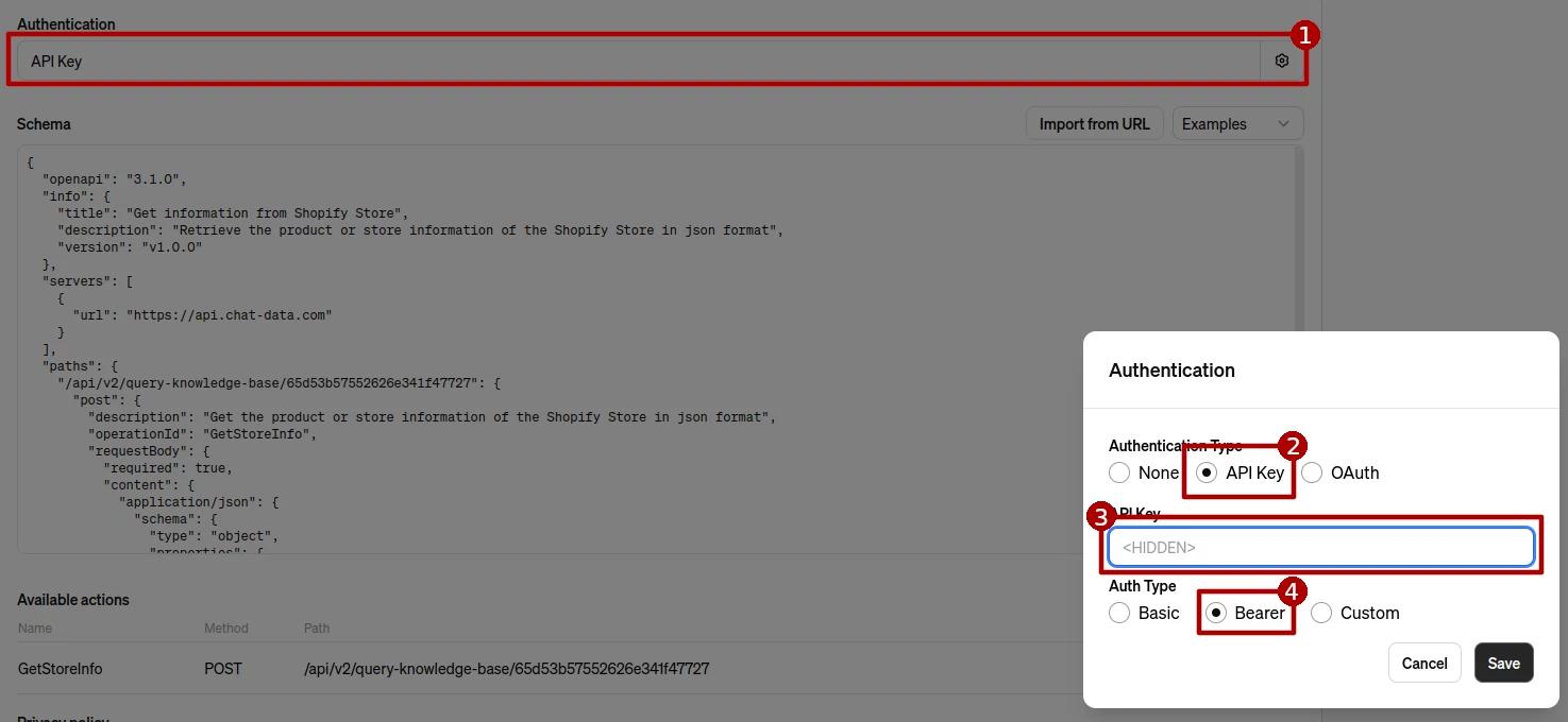 Shopify Store GPTs API Key