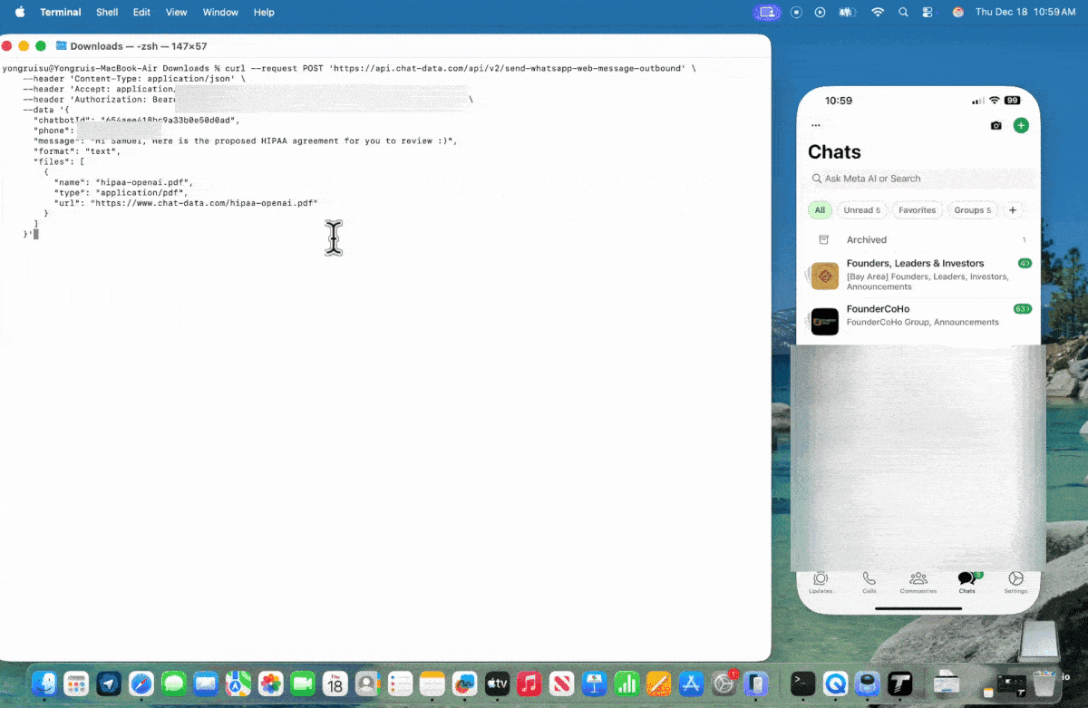 WhatsApp outbound messages